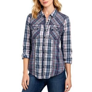 Denim & Supply Ralph Lauren Plaid Button Down Shirt 100% Cotton Women Size Large